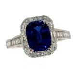 14k Gold 3.27 ct Cushion Sapphire & Diamond Ring