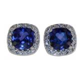 Cushion Cut 2.80 ct Sapphire Stud Earrings