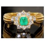 18kt Gold/Platinum Emerald & Diamond Ring