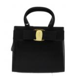 SALVATORE FERRAGAMO BLACK CALF LEATHER HANDBAG