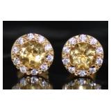 Round 2.00 ct Golden Citrine Stud Earrings