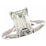 14k Gold 4.00 ct Emerald Cut Lab Diamond Ring