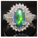 Platinum 2.22 ct Black Opal & Diamond Ring