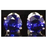 14k Gold 2.80 ct Round Sapphire Stud Earring