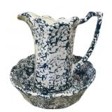 Blue & White Pitcher & Bowl