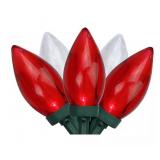 25 Red & White C9 LED Christmas Lights 2x