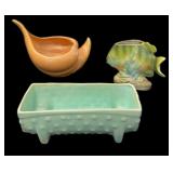 Vintage Hull Seashell Planter, Log Planter & Fish