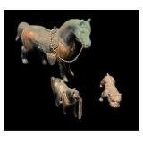 (2) Copper Horses & Bulldog