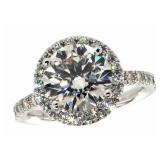 14k Gold 3.83 ct Round VS1 Lab Diamond Ring