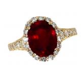 14k Gold 5.23 ct Oval Ruby & Diamond Ring