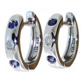 Elegant Sapphire & Diamond Huggie Hoop Earrings