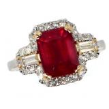 14k Gold 4.09 ct Emerald Ruby & Diamond Ring