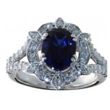 14kt Gold 3.32 ct Sapphire & Diamond Ring