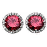 Round 4.50 ct Ruby Solitaire Earrings