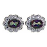 Oval Mystic Topaz Stud Earrings