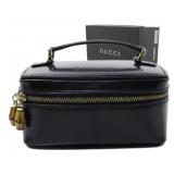 GUCCI Black Leather Bamboo Travel Pouch