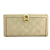 GUCCI GG SSIMA  BEIGE LEATHER MONOGRAM WALLET