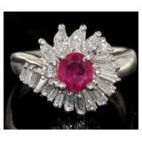 Platinum 1.79 ct Brilliant Ruby & Diamond Ring