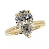 14k Gold 4.48 ct Pear Shape VS2 Lab Diamond Ring
