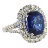 18k Gold 11.69 ct Cushion Sapphire & Diamond Ring