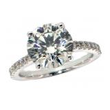 14k Gold 3.74 ct Round VS1 Lab Diamond Ring