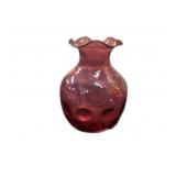 Vintage 5.5 ï¿½ Cranberry Thumbprint Fenton