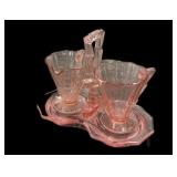 Pink Depression Sugar, Creamer & Carrier