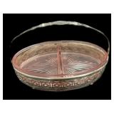 Vintage Pink Depression Divided Candy Dish in