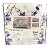Full/Queen VCNY 3pc Floral Quilt Set - Jasmine