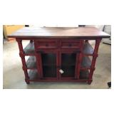 Elements Red Solid Wood DBL Kitchen Island