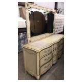 Vintage Large French Triple Dresser & Mirror