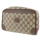 Gucci GG Plus Clutch Pouch Brown Leather Vintage