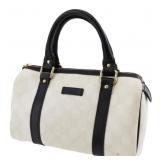 Gucci GG White Black Leather Handbag