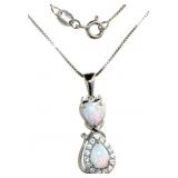 Double Pear Cut White Opal Necklace