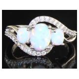 Elegant White Opal Designer Ring