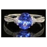 Stunning Tanzanite & White Topaz Designer Ring
