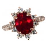 14k Gold 4.62 ct Oval Ruby & Diamond Ring