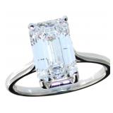 14k Gold 4.13 ct Emerald Cut  Lab Diamond Ring