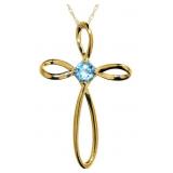 10kt Gold Large Blue Topaz Cross necklace