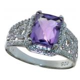 Emerald Cut 2.25 ct Amethyst & Diamond Ring