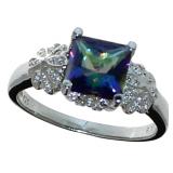 Princess Cut 2.06 ct Mystic Topaz & Diamond Ring