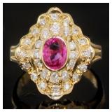 18kt Gold 1.40 ct Natural Ruby & Diamond Ring