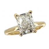 14k Gold 3.01 ct Radiant Cut VS2 Lab Diamond Ring