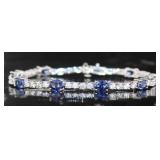 Oval 16.20 ct Blue & White Sapphire Bracelet