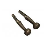 Pair Antique Brass Hames Knobs