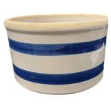 Vintage 5 x 8 " Blue Striped Crock