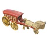 Vintage Cast Iron Horse & Ice Wagon