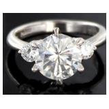 Platinum 3.47 ct Brilliant Natural Diamond Ring