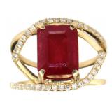 14kt Gold 5.74 ct Ruby & Diamond Ring