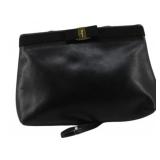 Ferragamo Black Leather Vala Clutch